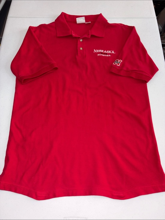 OAK Other - RED OAK Men Shirt L Red Short Sleeved Polo Nebraska Cornhuskers Vintage